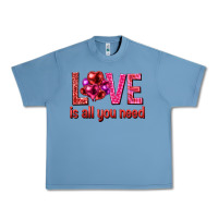 Pebble Blue Love is all you need Valentine's Day Urban Heavy Tee - HowdyJamesFarm