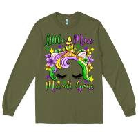 Army Green little miss mardi gras unicorn  olivia Long Sleeve Tee - OliviaCreatesArt