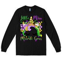 Black little miss mardi gras unicorn  olivia Long Sleeve Tee - OliviaCreatesArt