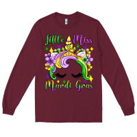 Burgundy little miss mardi gras unicorn  olivia Long Sleeve Tee - OliviaCreatesArt