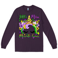 Plum little miss mardi gras unicorn  olivia Long Sleeve Tee - OliviaCreatesArt