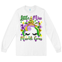 White little miss mardi gras unicorn  olivia Long Sleeve Tee - OliviaCreatesArt