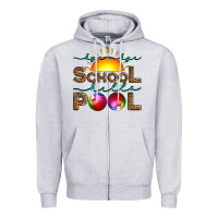 Heather Grey bye bye school hello pool Zipper Hoodie - Artiststas