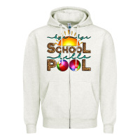 Oatmeal Heather bye bye school hello pool Zipper Hoodie - Artiststas