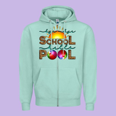 Bye Bye School Hello Pool Zipper Hoodie Designed By Artiststas