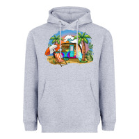 Heather Grey camp life beach Heavyweight Hoodie - BarkalooDesign