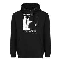 Black MN Minnesota Fishing T Gift for Fishermen and Anglers Heavyweight Hoodie - longCreatives