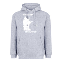 Heather Grey MN Minnesota Fishing T Gift for Fishermen and Anglers Heavyweight Hoodie - longCreatives