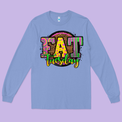 Mardi Gras Fat Tuesday Long Sleeve Tee Designed By Oliviacreatesart
