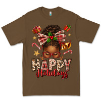 Cacao happy holidays christmas afro messy bun Premium Tee - texasbilliewilder