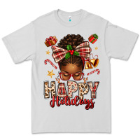 Dove Grey happy holidays christmas afro messy bun Premium Tee - texasbilliewilder