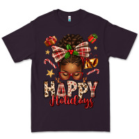Plum happy holidays christmas afro messy bun Premium Tee - texasbilliewilder