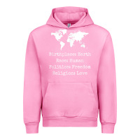 Fuchsia Pink birthplace earth race human politics freedom religion love t shirt Urban Hoodie - longCreatives