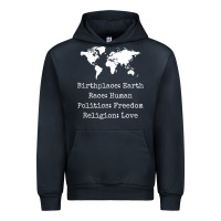 Navy birthplace earth race human politics freedom religion love t shirt Urban Hoodie - longCreatives