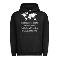 Pigment Black birthplace earth race human politics freedom religion love t shirt Urban Hoodie - longCreatives