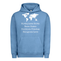 Pigment Pebble Blue birthplace earth race human politics freedom religion love t shirt Urban Hoodie - longCreatives