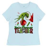 Baby Blue Christmas Character Ladies Tee - NancyCooperArtShop