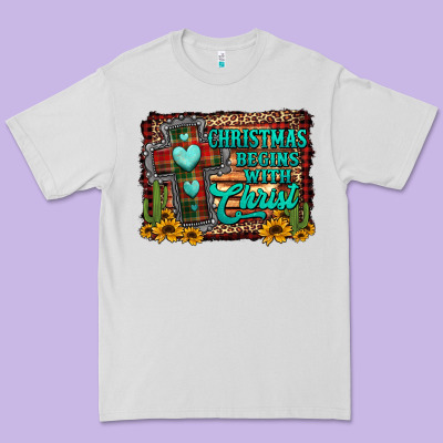 Christmas Begins With Christ Cross Premium Tee Designed By Jasminsmagicworld