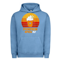 Pigment Pebble Blue pumpkin spice af retro vintage background happy halloween Urban Hoodie - longCreatives