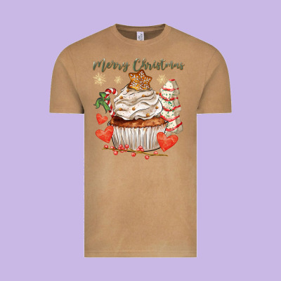 Merry Christmas Cupcake Vintage Tee Designed By Cowgirlartshop
