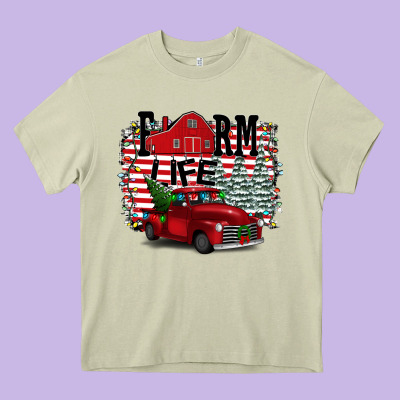 Farm Life Christmas Heavy Core Tee Designed By Bettercallsaul