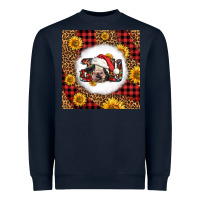 Navy joy christmas cow Heavyweight Sweatshirt - LillyAllenDesigns