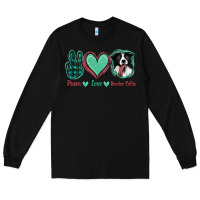 Black Peace Love Border Collie Long Sleeve Tee - Jasminsmagicworld