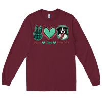 Burgundy Peace Love Border Collie Long Sleeve Tee - Jasminsmagicworld