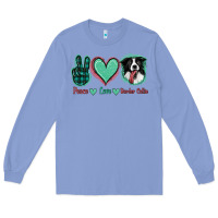 Colony Blue Peace Love Border Collie Long Sleeve Tee - Jasminsmagicworld