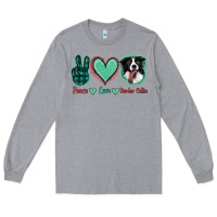Heather Grey Peace Love Border Collie Long Sleeve Tee - Jasminsmagicworld