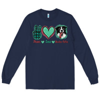 Navy Peace Love Border Collie Long Sleeve Tee - Jasminsmagicworld