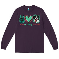Plum Peace Love Border Collie Long Sleeve Tee - Jasminsmagicworld