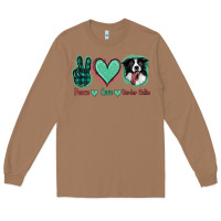 Toasted Coconut Peace Love Border Collie Long Sleeve Tee - Jasminsmagicworld