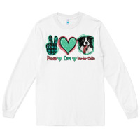 White Peace Love Border Collie Long Sleeve Tee - Jasminsmagicworld