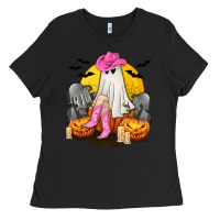 Black Halloween Cowgirl Costumes Ladies Tee - texasbilliewilder