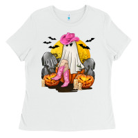 White Halloween Cowgirl Costumes Ladies Tee - texasbilliewilder