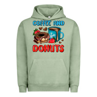 Pigment Oil Green coffee and donuts Urban Hoodie - AdoDesignShop