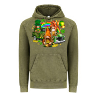 Vintage Olive St. Patrick's Day gnomies with leopard tumbler Vintage Hoodie - HowdyJamesFarm