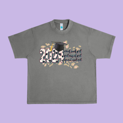 2024 Motivated Educated Graduated Urban Heavy Tee Designed By Cowgirlartshop