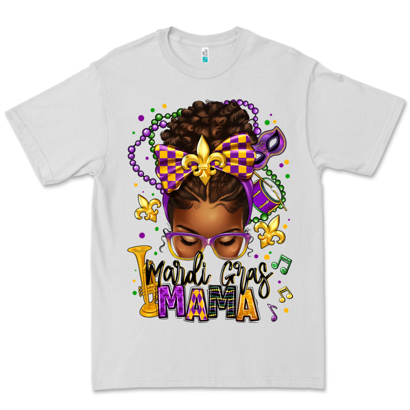 Mardi Gras Mama Afro Messy Bun Premium Tee by texasbilliewilder | Teevron