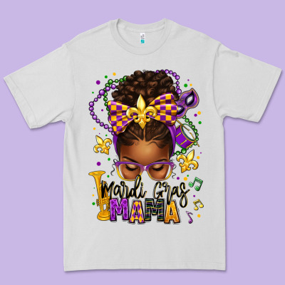 Mardi Gras Mama Afro Messy Bun Premium Tee Designed By Texasbilliewilder
