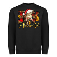 Black joy to the world christmas cow Heavyweight Sweatshirt - LillyAllenDesigns
