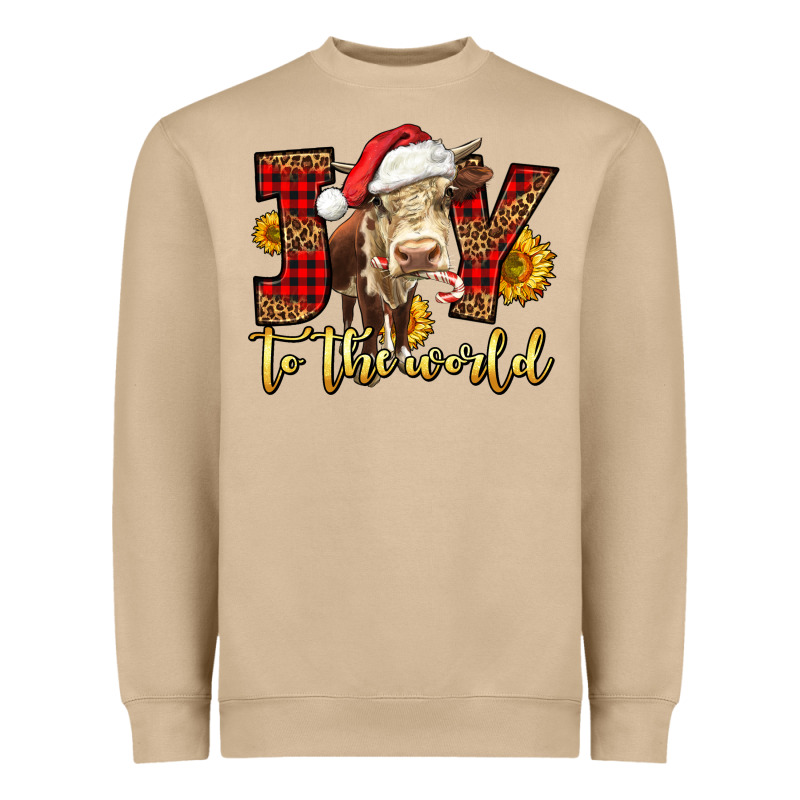 Joy To The World Christmas Cow Heavyweight Sweatshirt by LillyAllenDesigns | Teevron