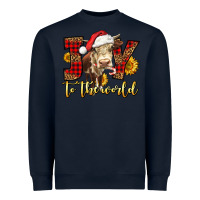 Navy joy to the world christmas cow Heavyweight Sweatshirt - LillyAllenDesigns