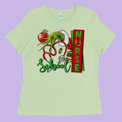 Christmas Character Nurse Ladies Tee Designed By Nancycooperartshop