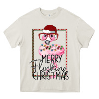 Cream Merryy Flocking Christmas Flamingo Heavy Core Tee - Bettercallsaul