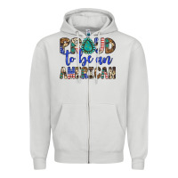 Dove Grey proud to be an american Zipper Hoodie - Artiststas
