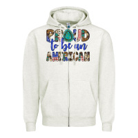 Oatmeal Heather proud to be an american Zipper Hoodie - Artiststas
