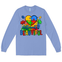 Colony Blue different is beautiful autism Long Sleeve Tee - OliviaCreatesArt