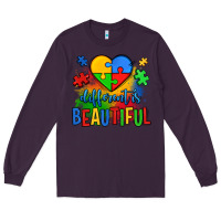 Plum different is beautiful autism Long Sleeve Tee - OliviaCreatesArt